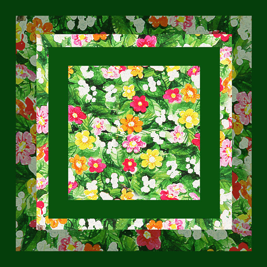 Flower Painting - Flower Pattern Art Quilt II by Irina Sztukowski