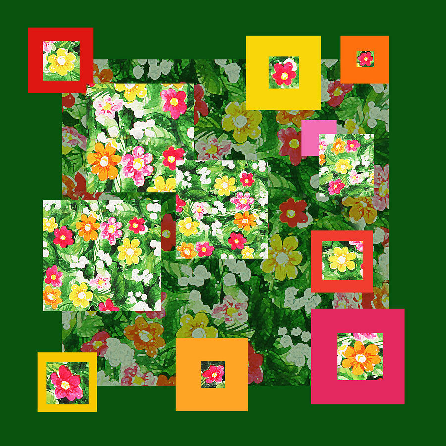 Flower Pattern Art Quilt III Painting by Irina Sztukowski