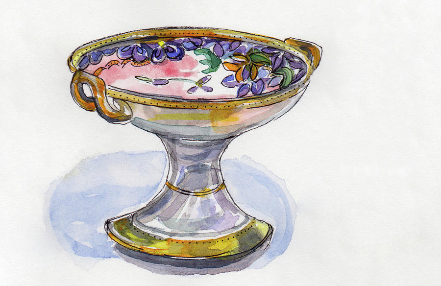 Flower Pedestal Dish Painting by Julie Maas