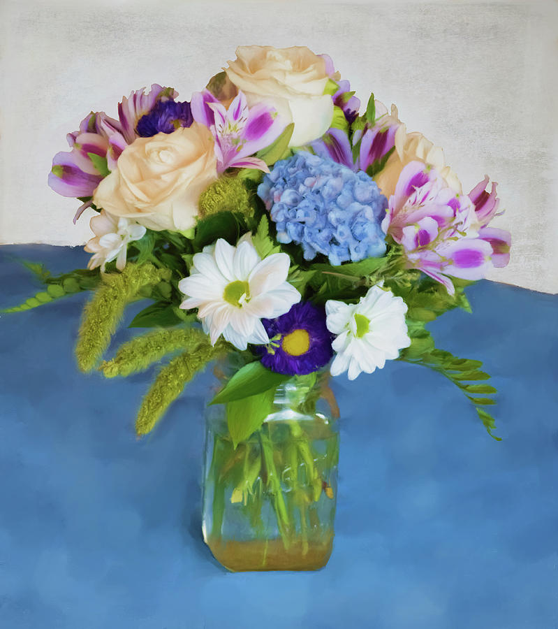 Blue Digital Art - Flower Pot by Garvin Hunter Blue Digital Art - Flower Pot by Garvin Hunter