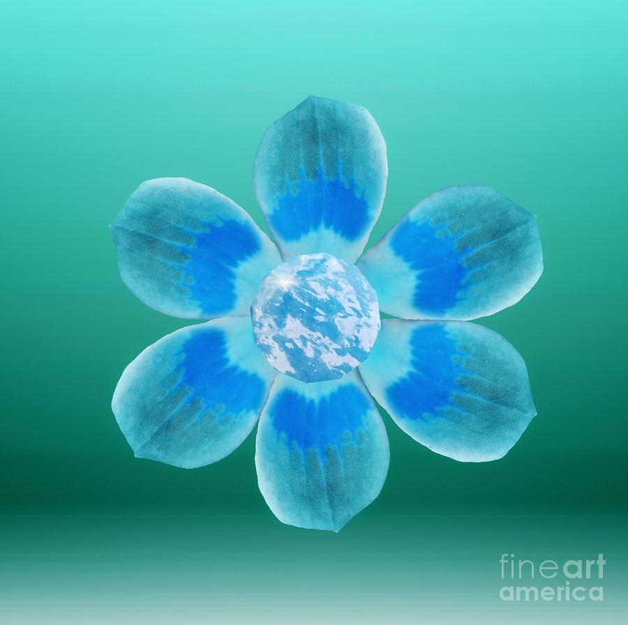 Flower Power Blue Digital Art by Rachel Hannah
