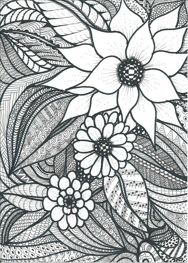 Flower Power Drawing by Delila Bishop - Fine Art America