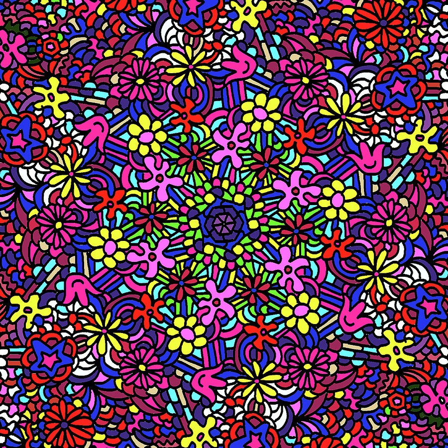 Flower Power Doodle Art Mixed Media by Gravityx9 Designs
