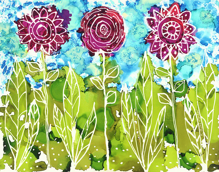 Flower Power Painting by Kathryn Riley Parker