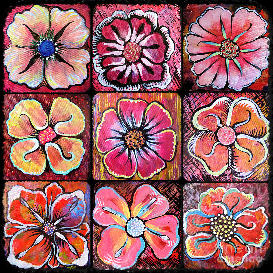Flower Painting - Flower Power Montage by Shadia Derbyshire
