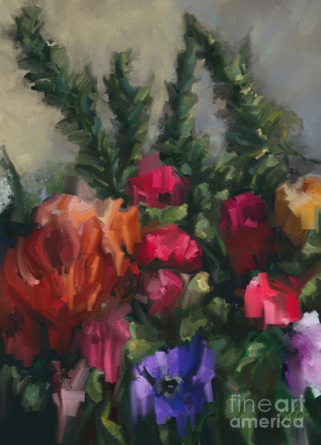 Flower Run Painting by Carrie Joy Byrnes