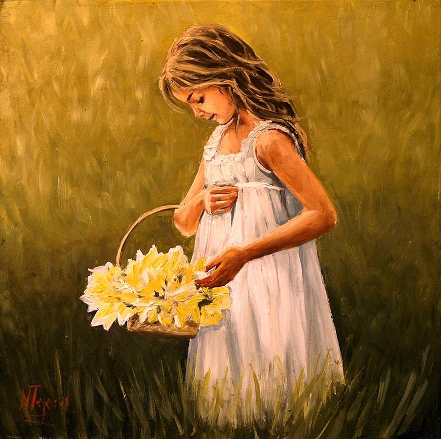 Flower Painting - Flower s basket by Natalia Tejera
