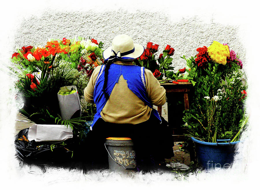 Flower Seller, Cuenca, Ecuador II Photograph by Al Bourassa