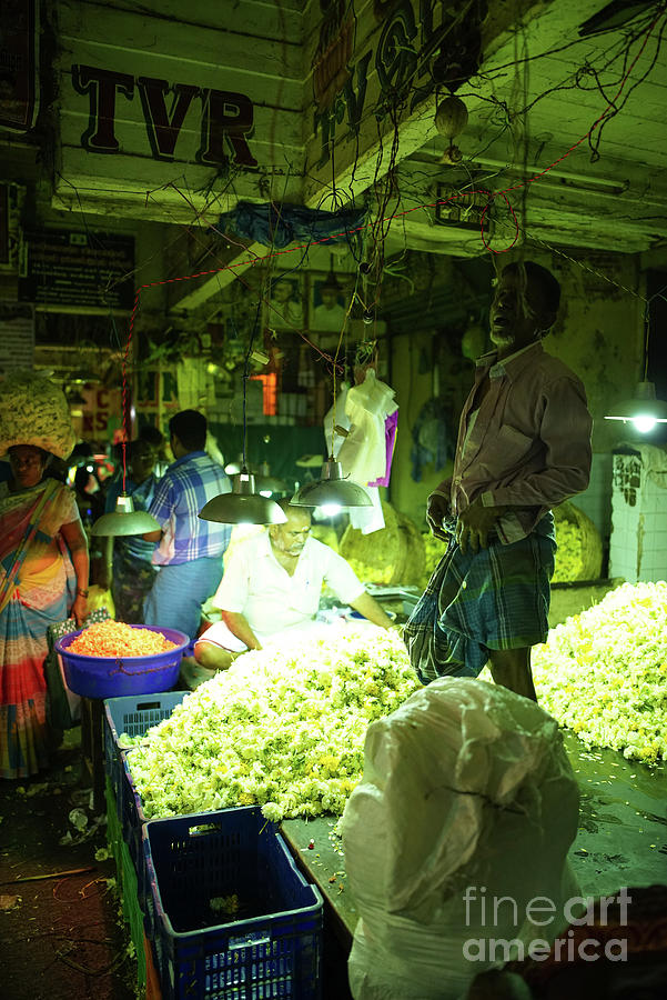 Flower Stalls Market Chennai India Photograph by Mike Reid