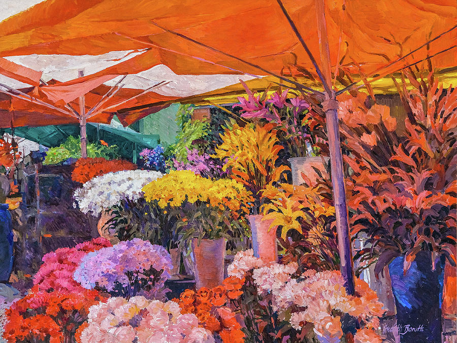 Flower Stand Painting by Judith Barath