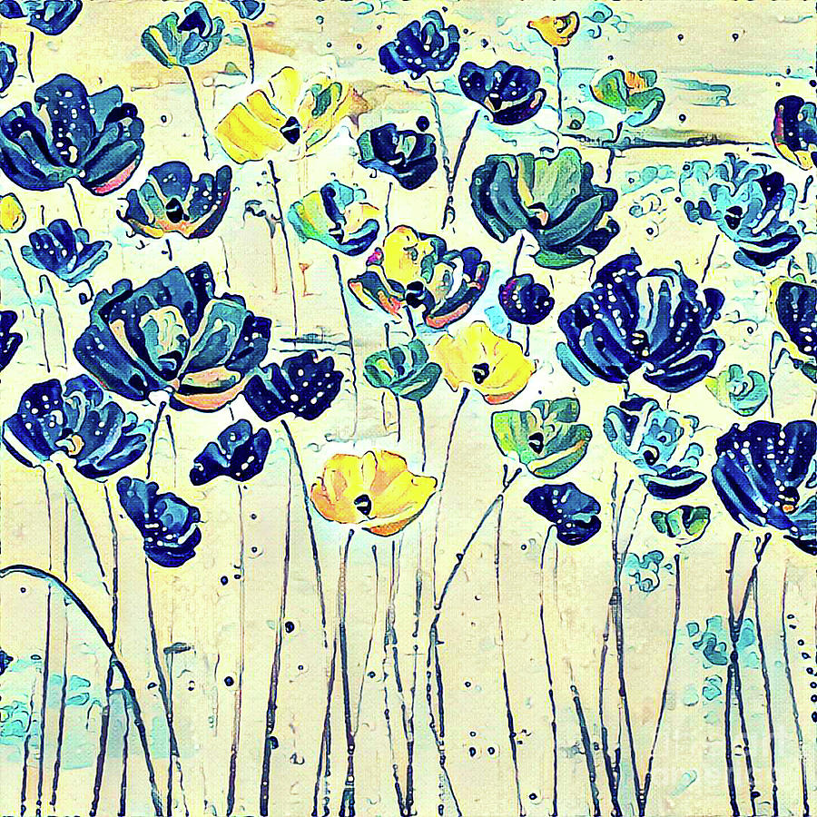 Flower Stems 10 Mixed Media by Toni Somes