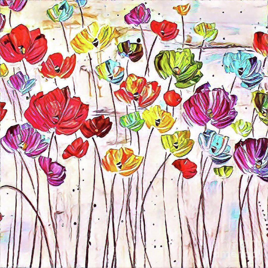 Spring Mixed Media - Flower Stems 13 by Toni Somes