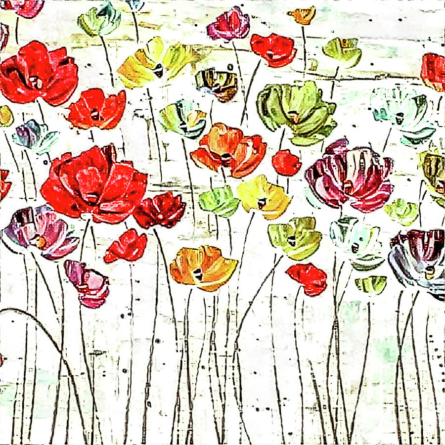 Flower Stems 15 Mixed Media by Toni Somes