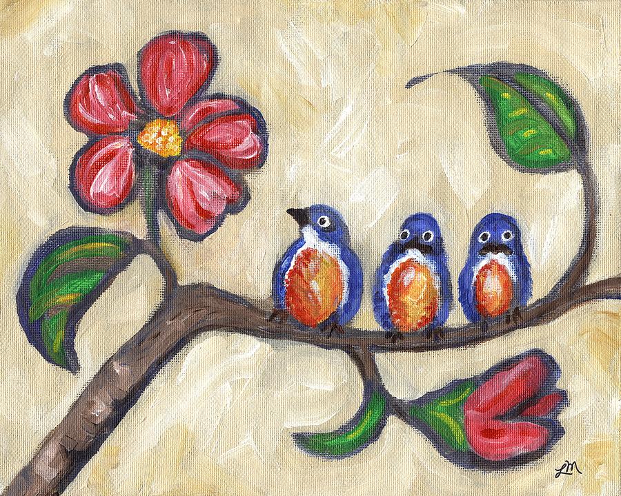 Bird Painting - Flower Surprise by Linda Mears Bird Painting - Flower Surprise by Linda Mears