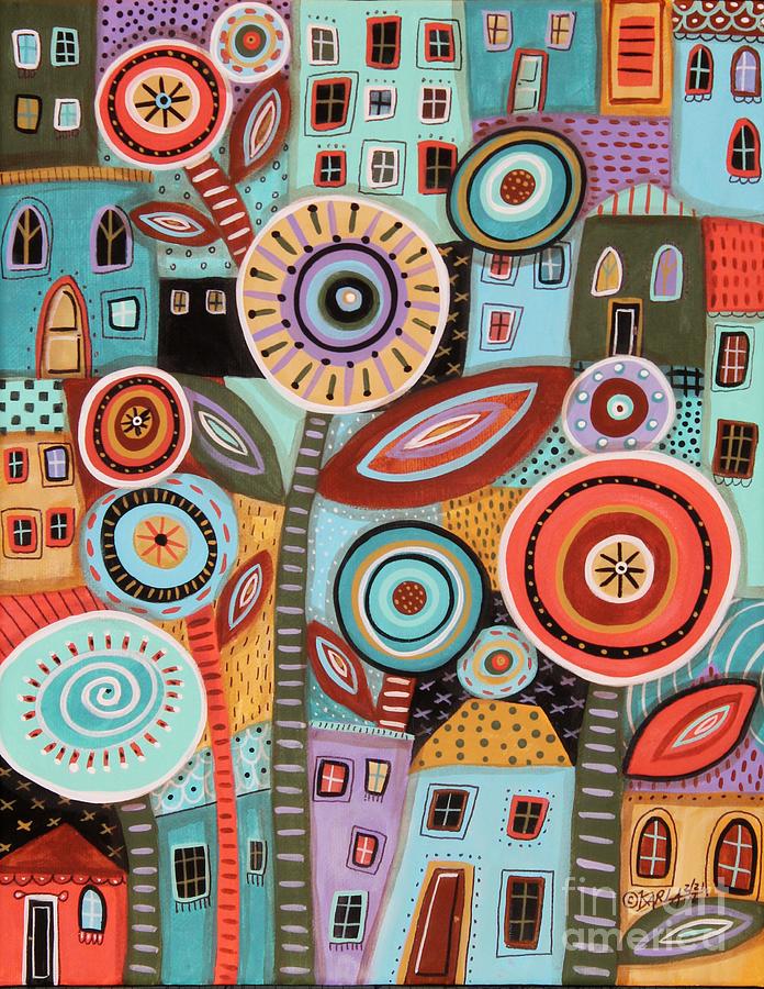 Abstract Painting - Flower Town1 by Karla Gerard