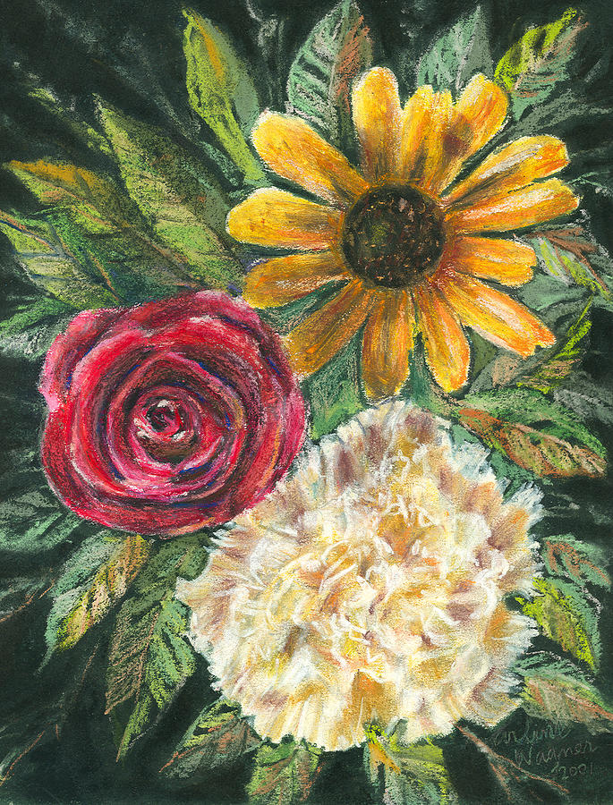 Flower Trio Pastel by Arline Wagner