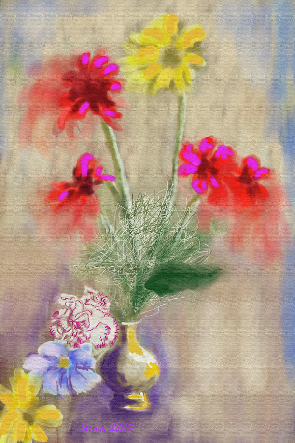 Flower vase 3 Digital Art by Uma Krishnamoorthy