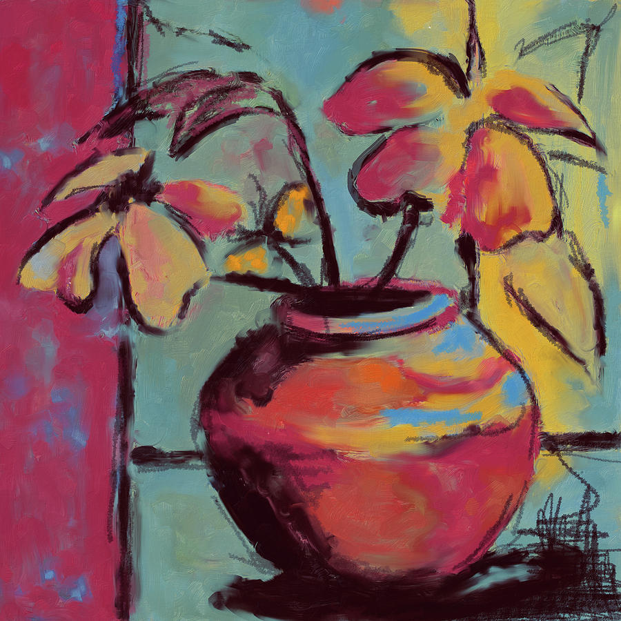 Abstract Painting - Flower Vase 407 II by Mawra Tahreem