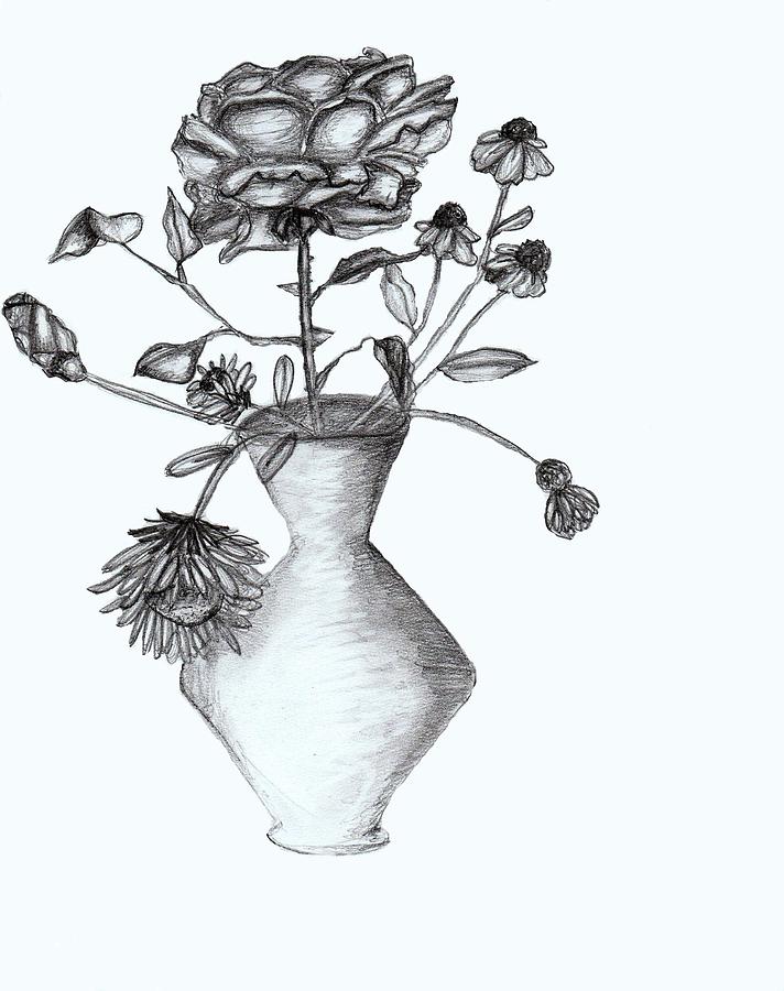 Drawings Of Flowers In A Vase - Acclimate Artists
