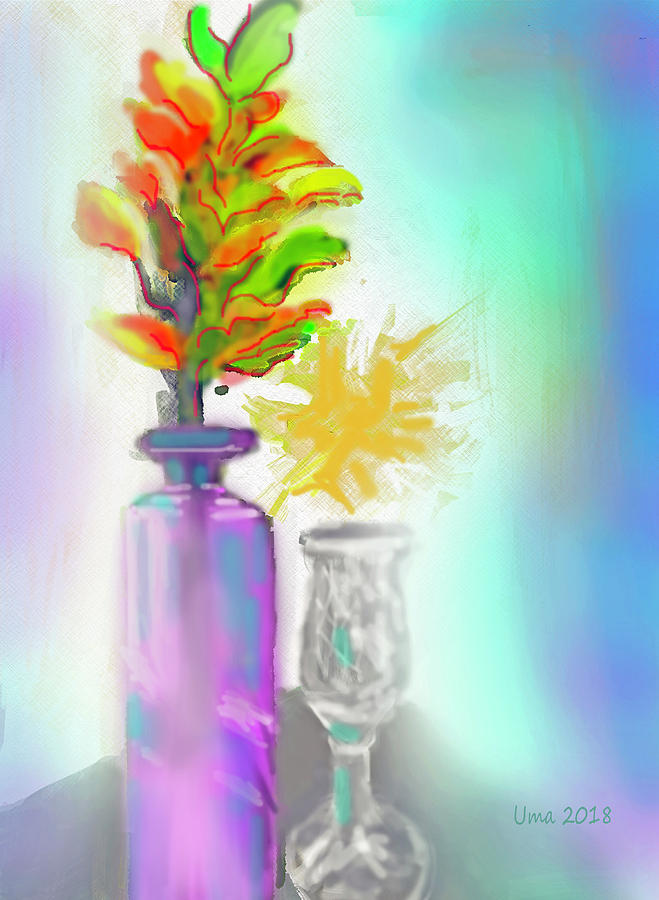 Flower vase Digital Art by Uma Krishnamoorthy