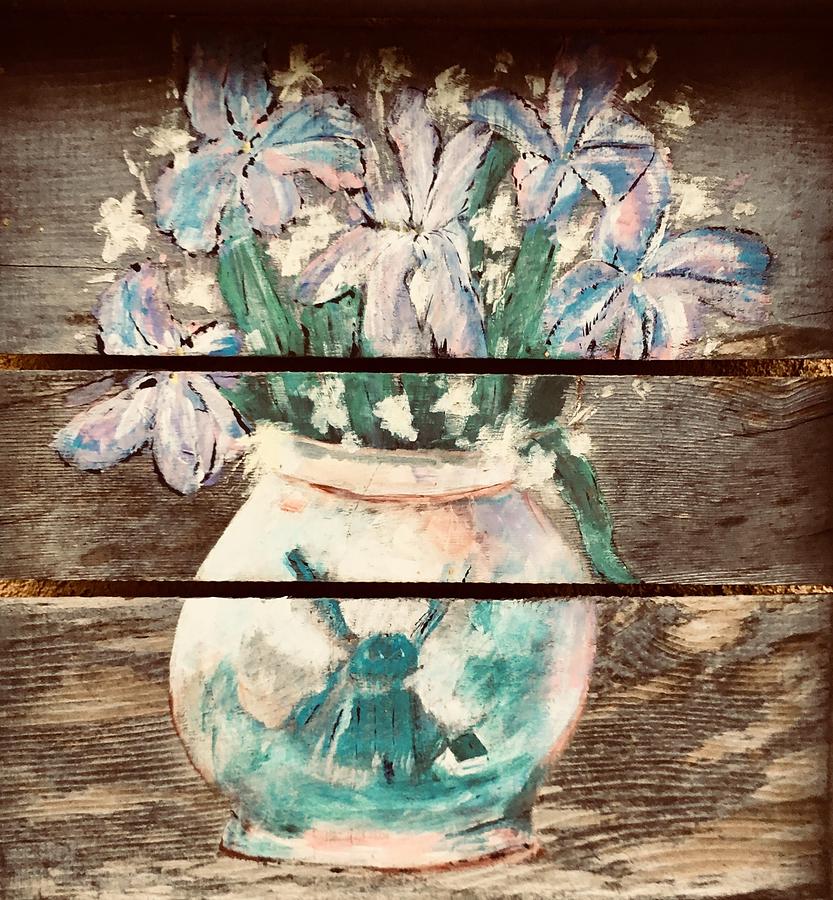 Flower Vase with flowers Painting by Chuck Gebhardt
