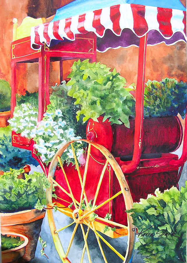 Flower Painting - Flower Wagon by Karen Stark