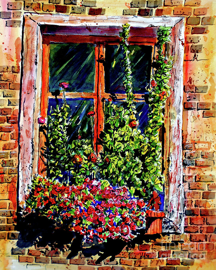 Flower Window Painting by Terry Banderas