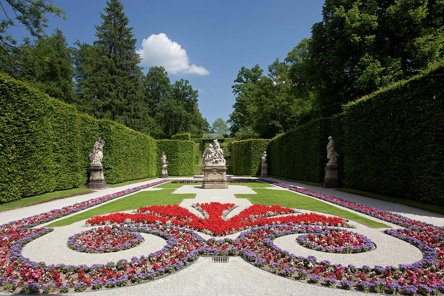 Flowerbeds And Sculptures In Eastern Parterre Photograph