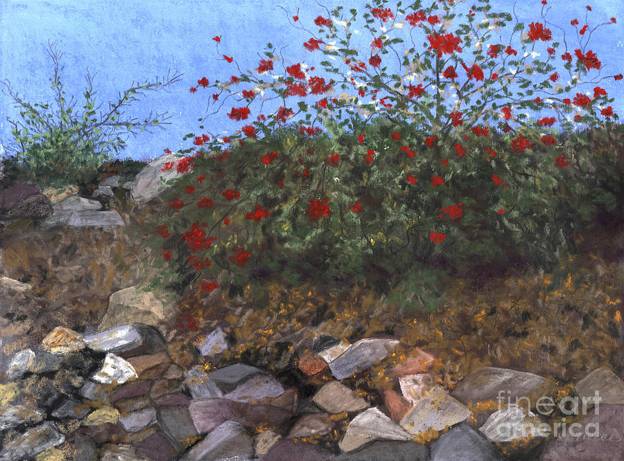 Flowered Embankment Painting by Ginny Neece