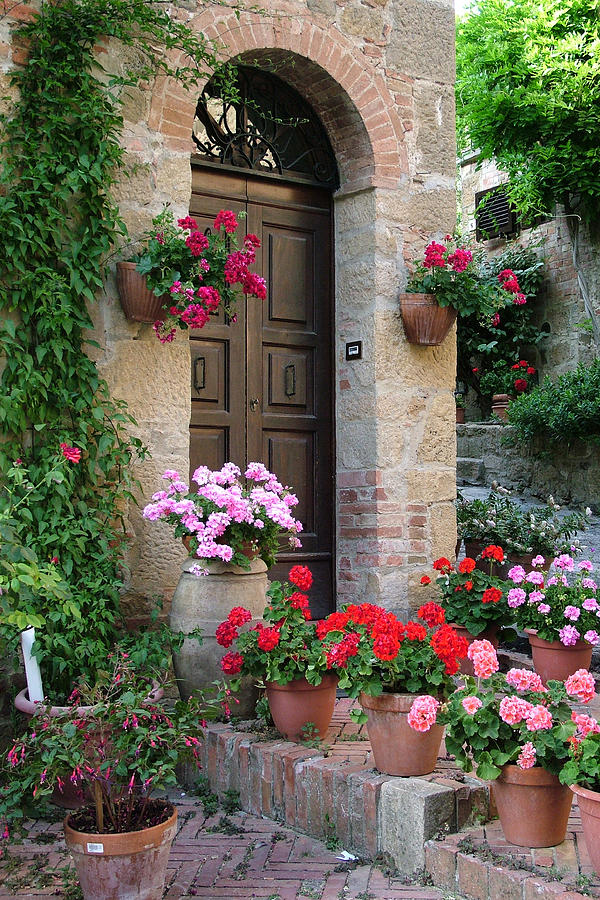 Flowered Montechiello Door Photograph by Donna Corless