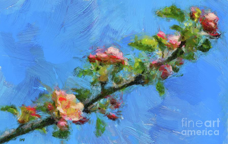 Flowering Apple Branch Painting by Dragica Micki Fortuna