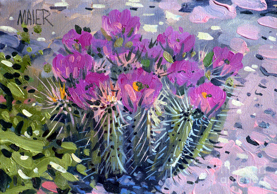 Flowering Cactus Painting by Donald Maier