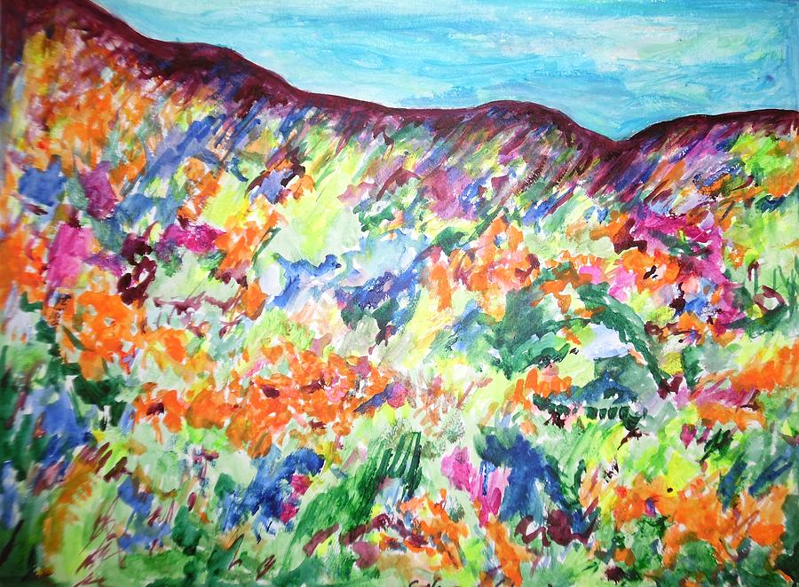 Fall Painting - Flowering Hills by Esther Newman-Cohen