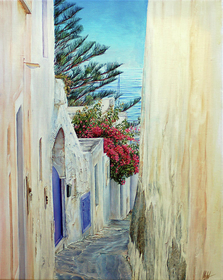 A Stroll Through the Aeolian Village Painting by Michelangelo Rossi