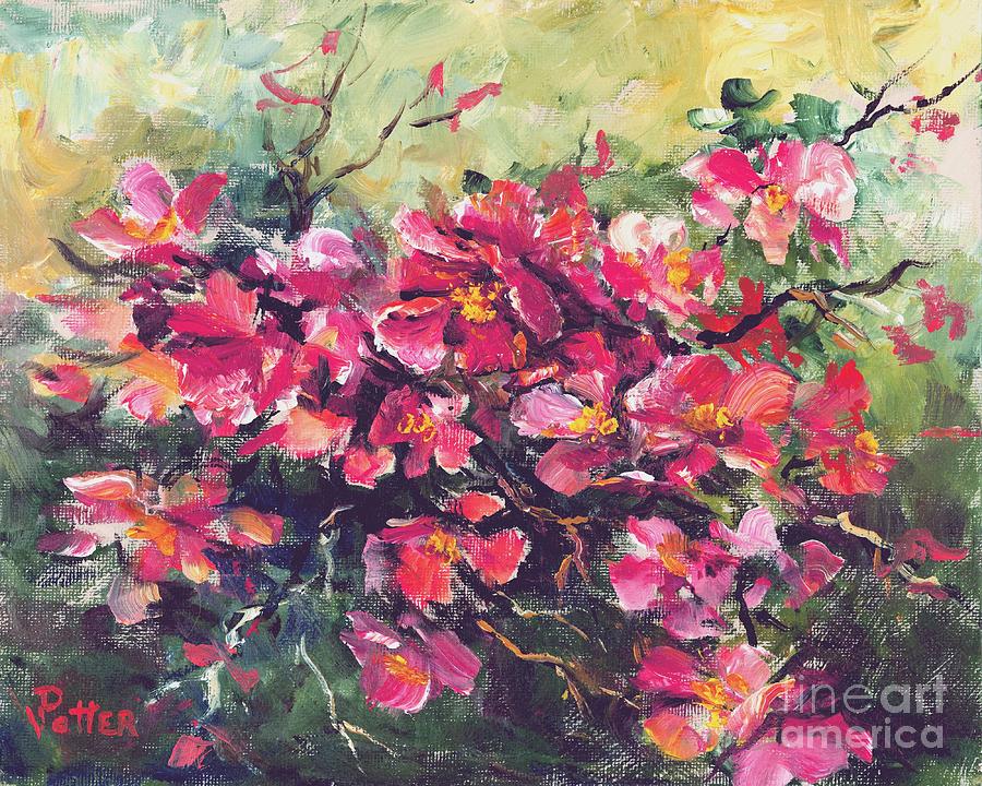 Flowering Quince Painting by Virginia Potter