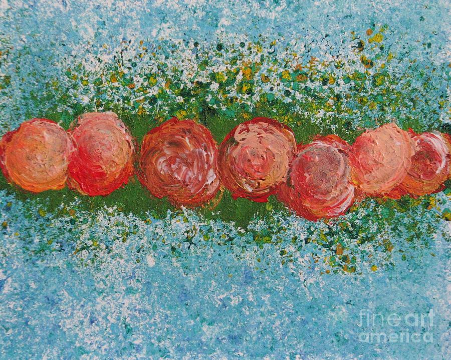 Flowerline in Peach Painting by Corinne Carroll