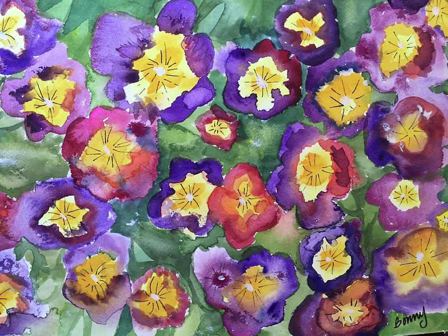 Pansy Party Painting by Bonny Butler