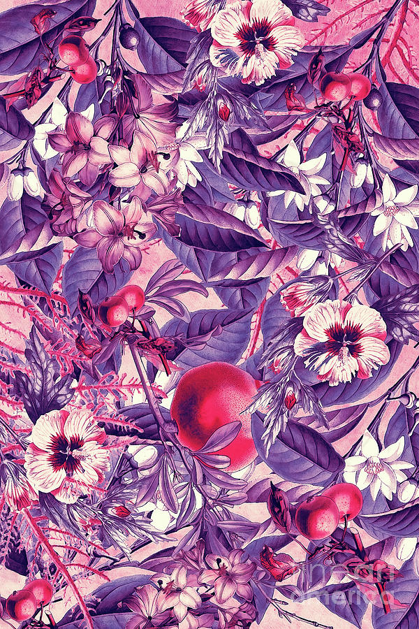 Flowers 9 Purple Digital Art by Justyna Jaszke JBJart