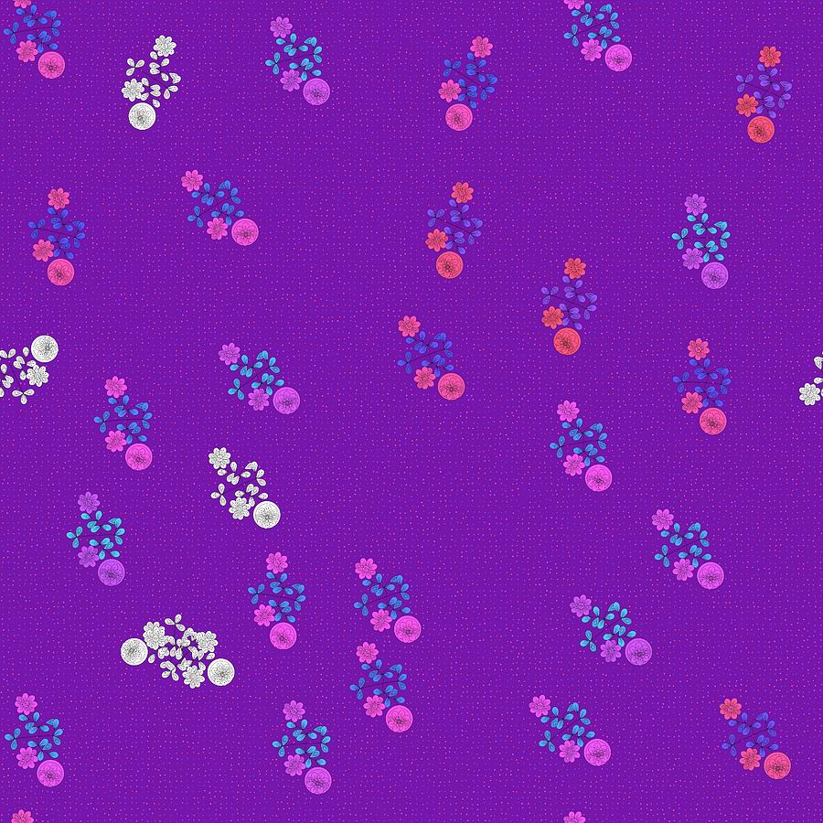Flowers and dots on purple by Lenka Rottova Flowers and dots on purple by Lenka Rottova