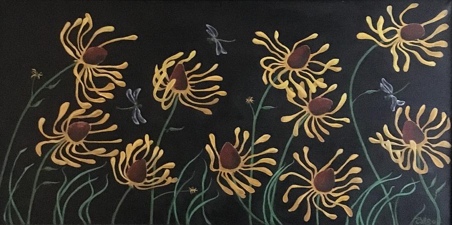 Flower Painting - Flowers And Dragons by Ron Tango Jr Flower Painting - Flowers And Dragons by Ron Tango Jr