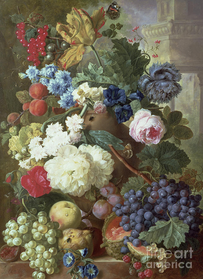 Flowers and Fruit Painting by Jan Van Os