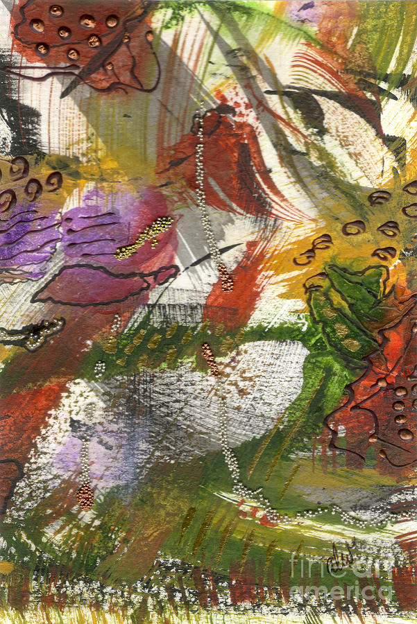 Flowers and Leaves III Mixed Media by Angela L Walker