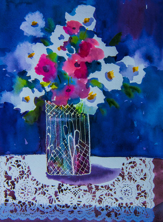 Flower Painting - Flowers and Lace by Vickie Myers