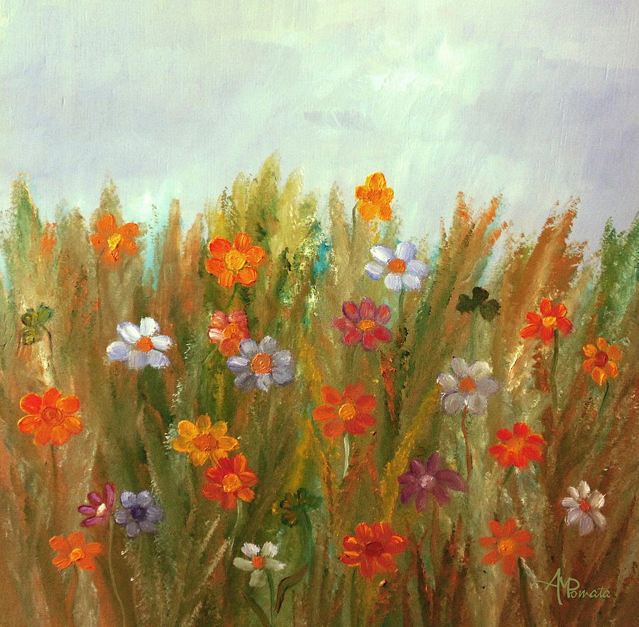 Flowers At Sunset Painting by Angeles M Pomata