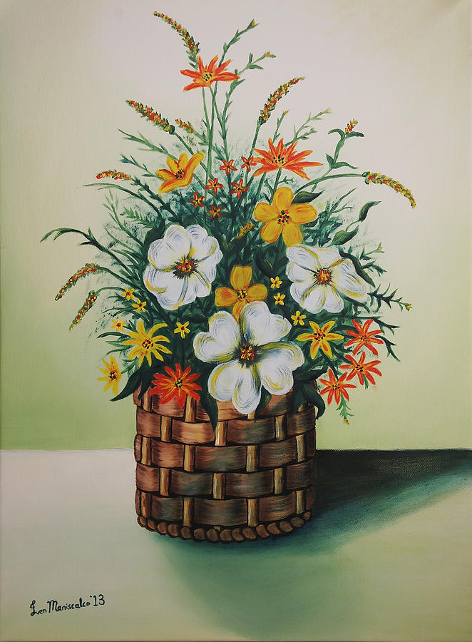Flower Painting - Flowers Basket by Iven Maniscalco