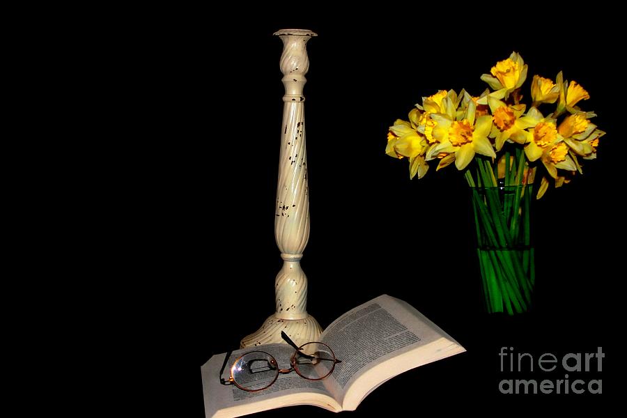Flowers -Book - Candle Photograph by Marcia Lee Jones