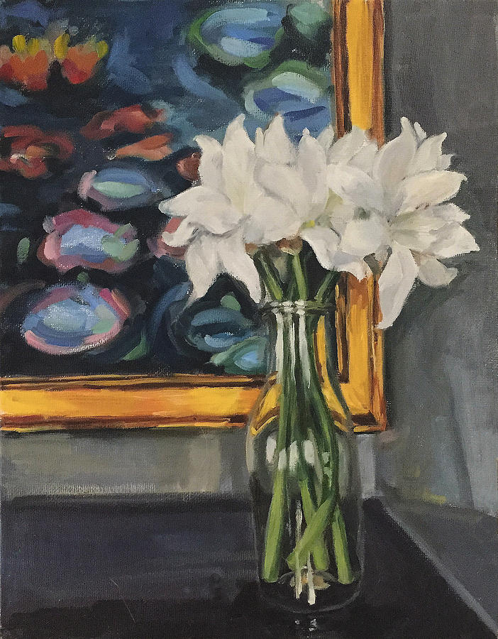 Flowers By The Lillies Painting