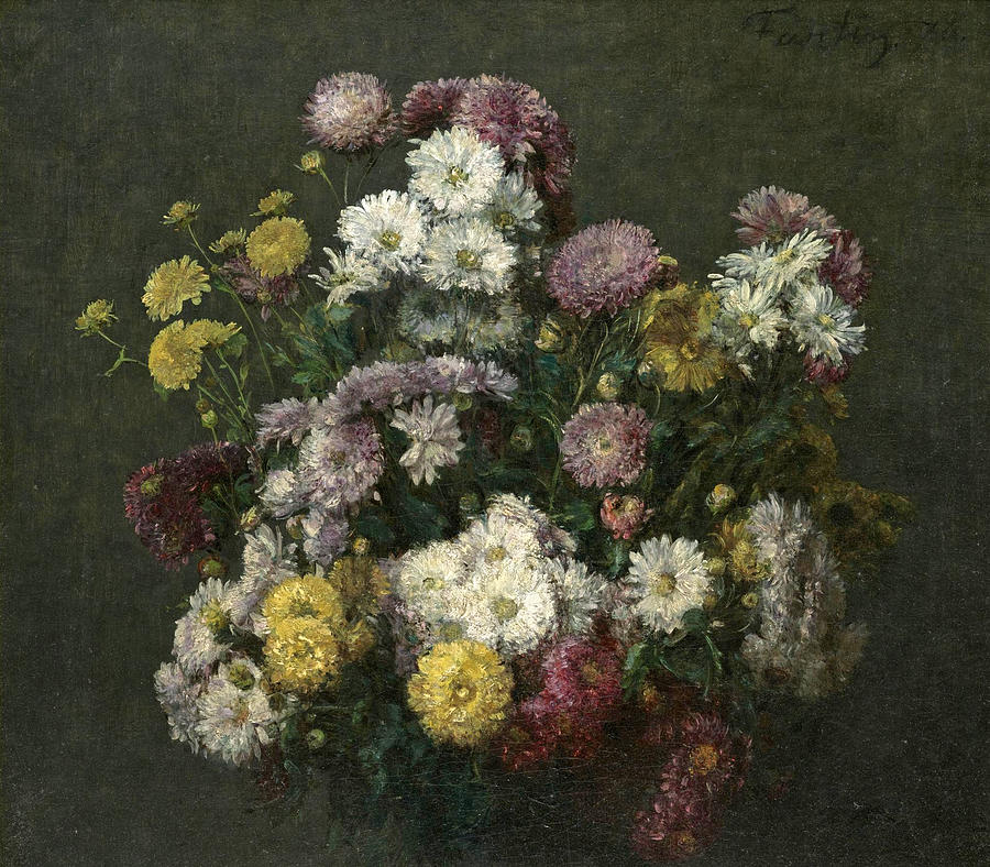 Flowers. Chrysanthemes Painting by Henri Fantin-Latour