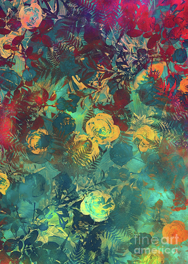 Flowers Colored Art Digital Art by Justyna Jaszke JBJart