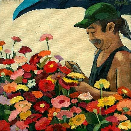 Flowers for Sale Painting by Linda Apple
